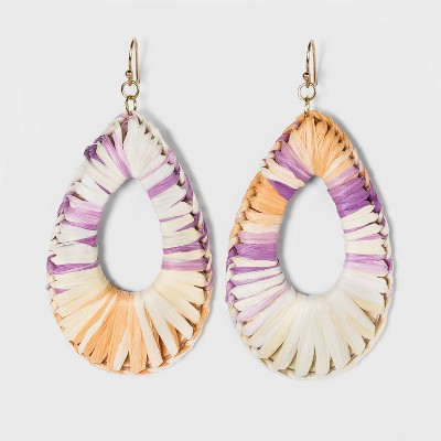 Ombre Raffia Woven Teardrop Drop Earrings - A New Day™