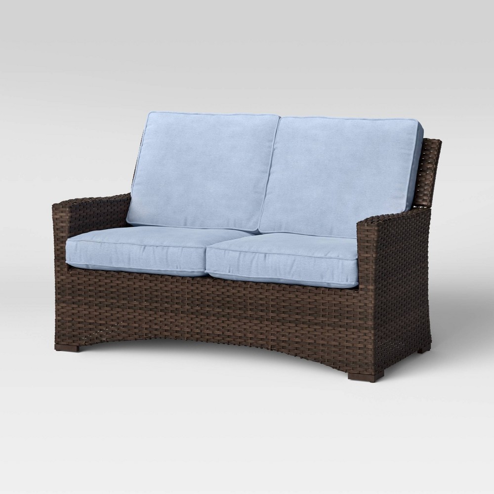 Halsted Wicker Patio Loveseat - Chambray - Threshold