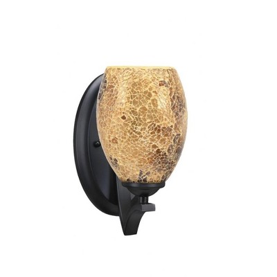 Toltec Lighting Zilo 1 - Light Sconce in  Matte Black with 5" Gold Fusion Shade