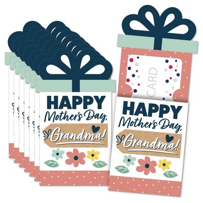 Big Dot of Happiness Grandma, Happy Mother's Day - We Love Grandmother  Money and Gift Card Sleeves - Nifty Gifty Card Holders - Set of 8