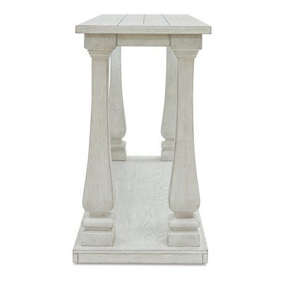 White Rectangular Traditional Wood Sofa Table with Storage