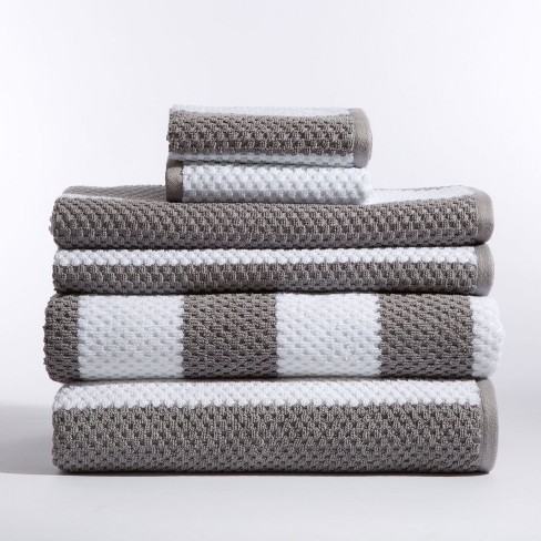 6pc Rugby Striped Bath Towels Set Gray Caro Home Target