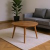 HomeRoots 36" Brown Solid Wood Round Cross Legs Coffee Table - 2 of 4