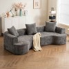 Modern 3-Seat Curved Sofa, Deep Seat Design Spring Couch with Armrest and Pillows, Sponge Sofa with Corduroy Cover-Baofuwish - 2 of 4