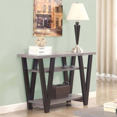 Black and Gray Rectangular Wood Sofa Table with Storage