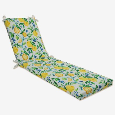 80" x 23" Outdoor/Indoor Chaise Lounge Cushion Lemon Tree Yellow - Pillow Perfect: Weather-Resistant, Fade-Resistant