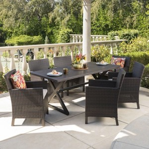 Christopher Knight Home Blair Outdoor Wicker and Lightweight Concrete 7 Piece Dining Set with Cushion - 1 of 4