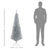 Angel Sar 5ft Pencil Christmas Tree, Slim Silver Artificial Xmas Tree with 618 Realistic Tips, Plastic Base - 3 of 4