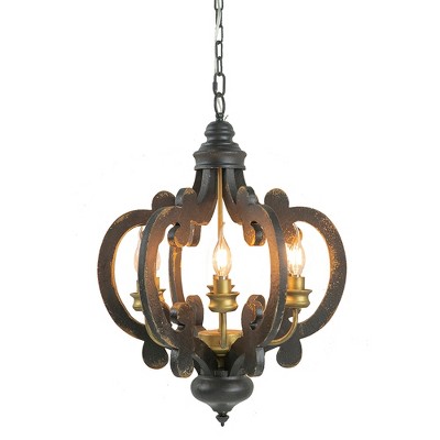 VYNXARIA 6 - Light Antique Black French Country Ceiling Lights, Farmhouse Pendant Chandelier with 28" Adjustable Chain for Kitchen & Hallway