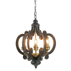 VYNXARIA 6 - Light Antique Black French Country Ceiling Lights, Farmhouse Pendant Chandelier with 28" Adjustable Chain for Kitchen & Hallway - 1 of 4