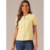 INSPIRE CHIC Women's Plaid Puff Short Sleeve Button Down Peter Pan Collar Shirt - 2 of 4