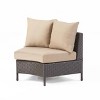 Christopher Knight Home 2pc Newton Wicker Outdoor Patio Curved Loveseat Sectional with Cushions Dark Brown/Beige - 3 of 4