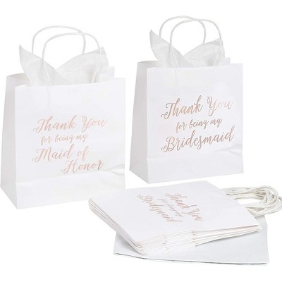 Juvale 11pcs Bridesmaid Wedding Gift Bags Tissue Paper+1 Maid of Honor For Bridal Party