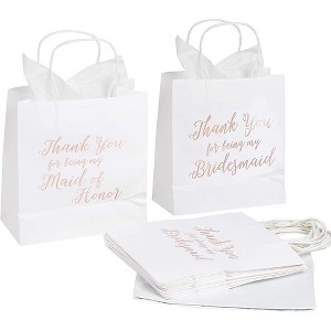 Juvale 11pcs Bridesmaid Wedding Gift Bags Tissue Paper+1 Maid of Honor For Bridal Party - 1 of 4