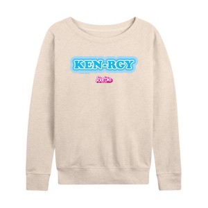 Women's - Barbie - Kenrgy Blue Lightweight French Terry Wide Neck Long Sleeve Shirt - 1 of 4