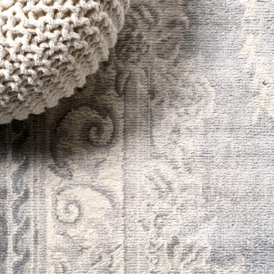 Ivory and Gray Medallion Synthetic 8' x 10' Area Rug