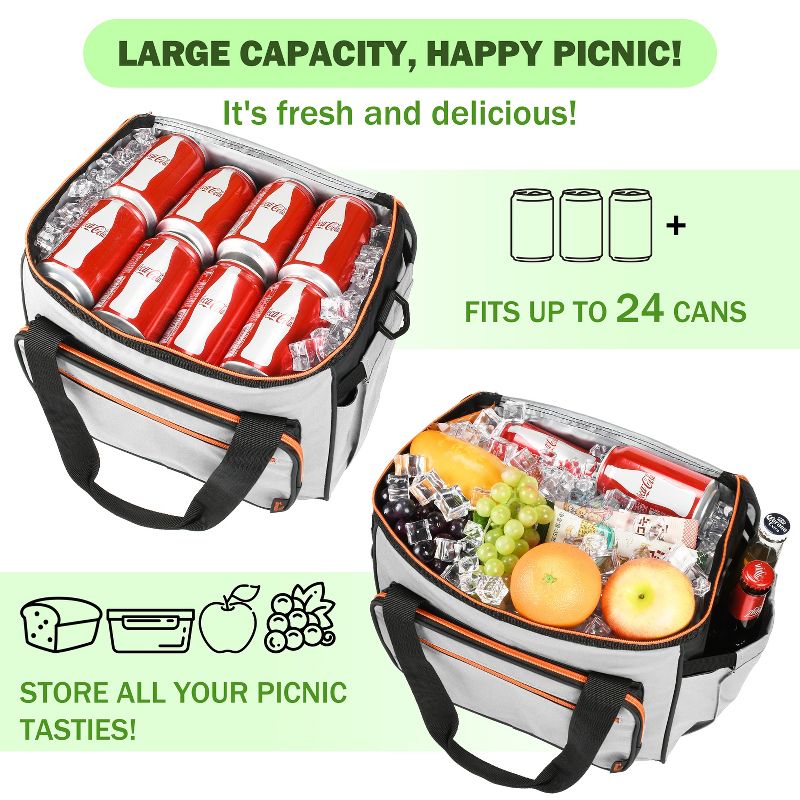 Tirrinia 20qt/24 Cans Cooler - Soft Sided Cooler for Camping Essentials, 5 of 8