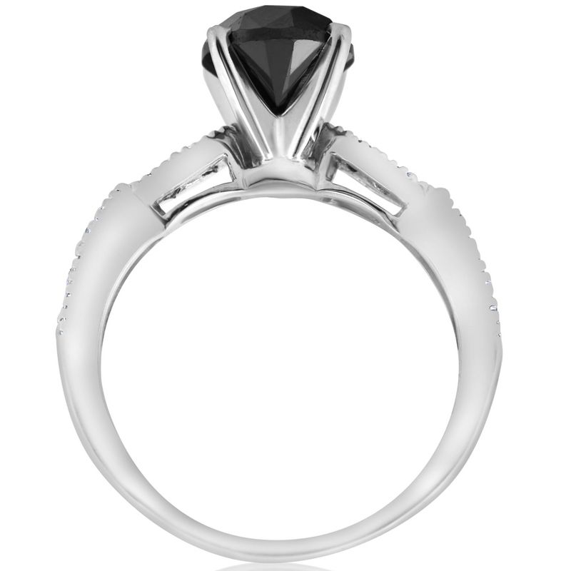 Pompeii3 2 1/4ct Black & White Diamond Engagement Ring 14K White Gold, 3 of 6