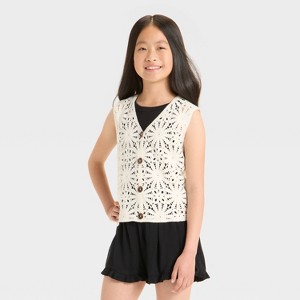 Girls' Open Work Sweater Vest - art class™ - 1 of 3