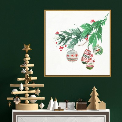 Christmas Morning Gold Framed Canvas Wall Art, 22" x 22"
