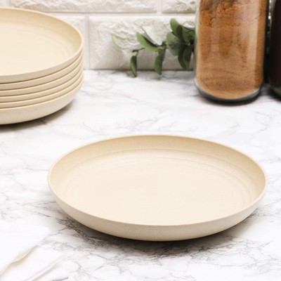 Beige Wheat Straw Microwave-Safe Dinner Plates, 6-Pack