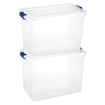 Homz Latching 112 qt Black/Clear Storage Tote 18.25 in. H X 16 in. W X  28.75 in. D Stackable - Ace Hardware