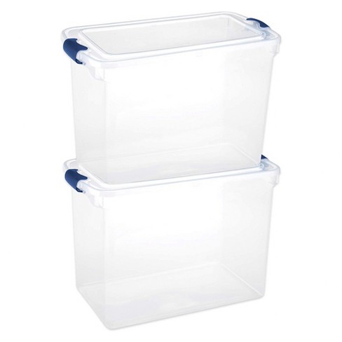  HOMZ 7.5 Quart Clear Plastic Stackable Storage Container Tote  with Secure Latching Lid for Home and Office Organization, 5 Pack