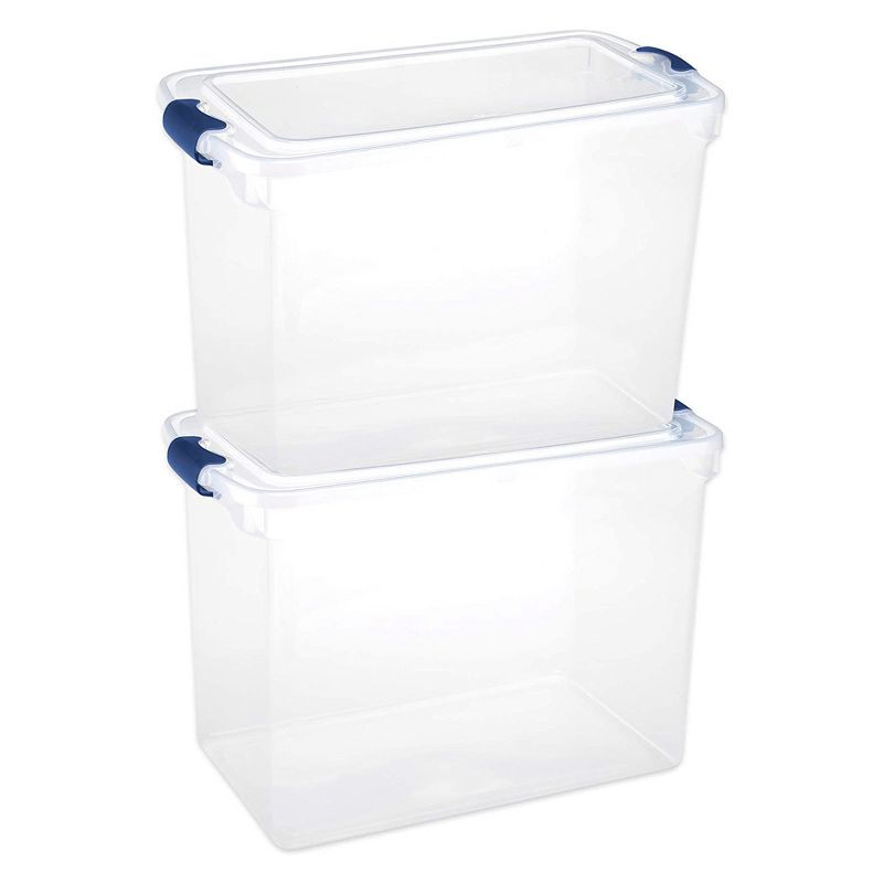 Homz Heavy Duty Modular Stackable Storage Tote Containers with Latching Lids, 2 of 7
