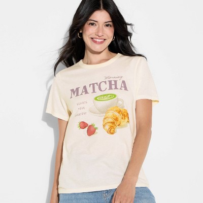 Women's Morning Matcha Short Sleeve Graphic T-Shirt - Off-White