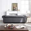 88.5" Faux Leather Round Arm Chesterfield Sofa with Bronze Nailhead Trim - 4 of 4