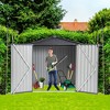 6x4 Ft Metal Storage Shed, Waterproof Outdoor Tool Storage Cabinet Garden Shed With Lockable Hinged Doors For Backyard Patio Lawn Trash Cans Black - 2 of 4