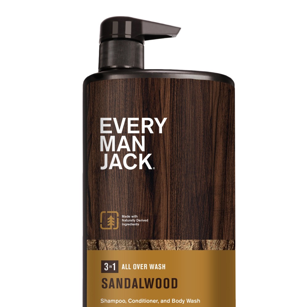 Every Man Jack Sandalwood Hydrating Men's 3-in-1 All Over Wash - Body Wash, Shampoo and Conditioner - 32 fl oz -  52735122