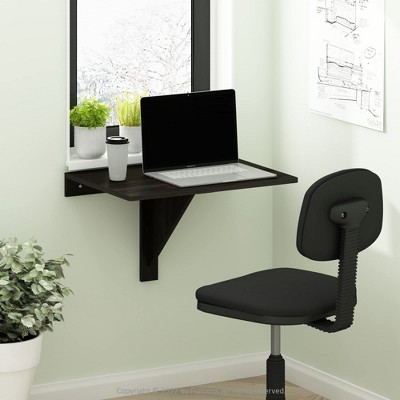 Furinno Wall Mounted Floating Computer Desk Home Office Study Table for Bathroom&Kitchen&Bedroom&Dining Room&Balcony,Espresso