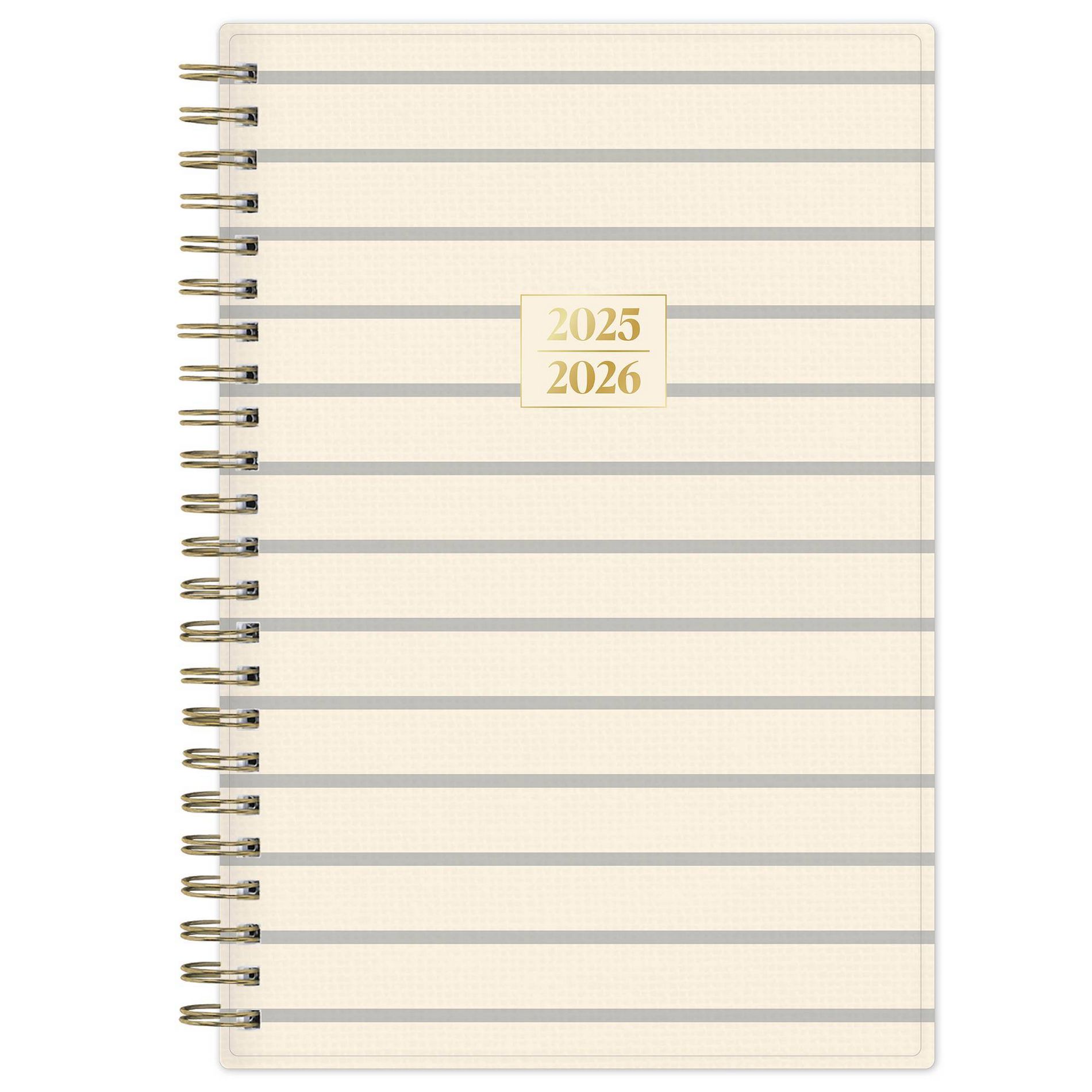 Blue Sky The Everygirl 5"x8" 2025-2026 Weekly/Monthly Wirebound Planner Printed Caro Gray Stripe