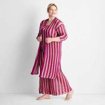Women's Striped Open-Front Duster Cardigan - Future Collective™ with Jenny K. Lopez Pink