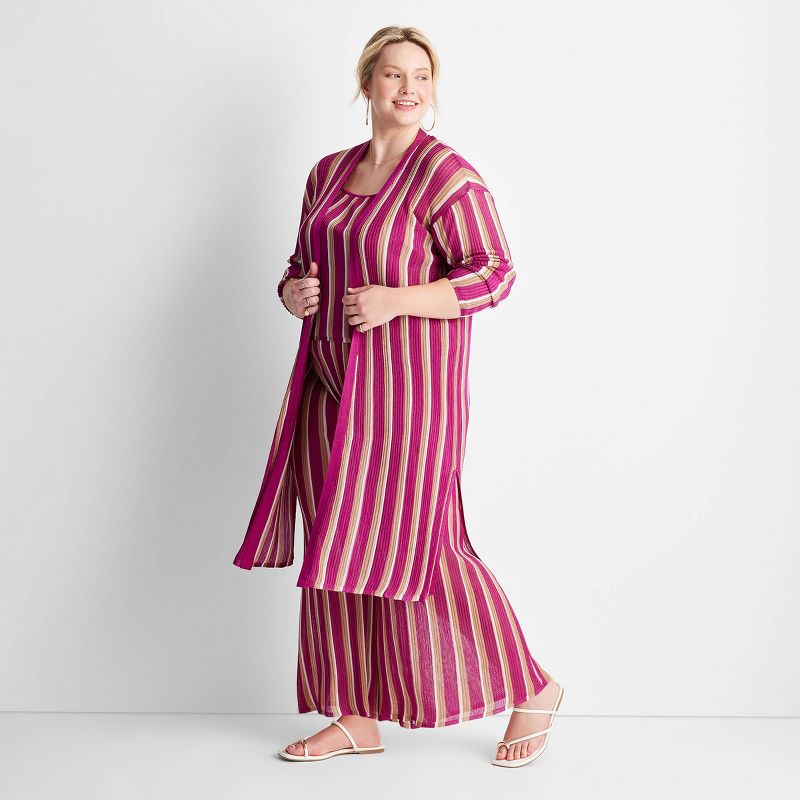 Women's Striped Open-Front Duster Cardigan - Future Collective™ with Jenny K. Lopez Pink, 1 of 8