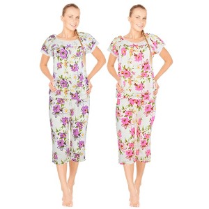 JEFFRICO Pajamas For Women 2 Pack Capri Set Sleepwear Soft Pajamas Short Sleeve Pajamas Sleepshirt With Capri Pants - 1 of 4