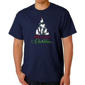 LA Pop Art Meowy Christmas Tree - Men's Word Art T-Shirt - 1 of 4