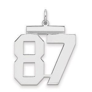 Black Bow Jewelry Sterling Silver, Athletic Collection, Large Polished Number 87 Pendant - 1 of 3