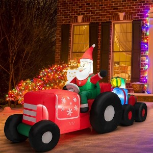 QingMoon Christmas Inflatable Santa Claus on Truck with Gift Boxes, 9 FT Holiday Blow Up Decorations for Yard, Lawn, Garden and Party - 1 of 4