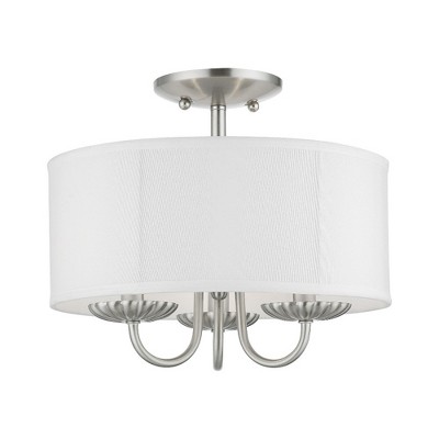 Livex Lighting Brookdale 3 - Light Semi-Flush Mount in  Brushed Nickel