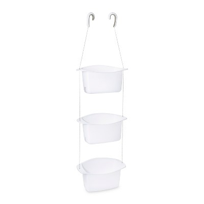 Umbra Oasis Hanging Shower Caddy - 3 basket - Frosted White - NEW