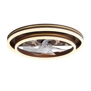 Bella Depot 19" Brown Ceiling Fan with Dimmable LED Lights and Remote 6-speed Reversible Motor - 1 of 4