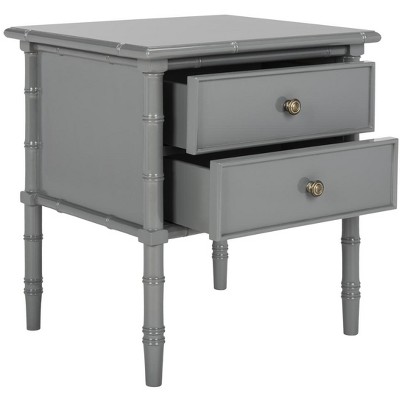 Transitional 2-Drawer Bamboo-Styled Gray Nightstand