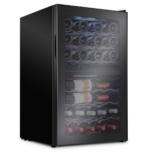 Ivation 43-Bottle Dual Zone Compressor Freestanding Wine Cooler Refrigerator - Black - 1 of 4