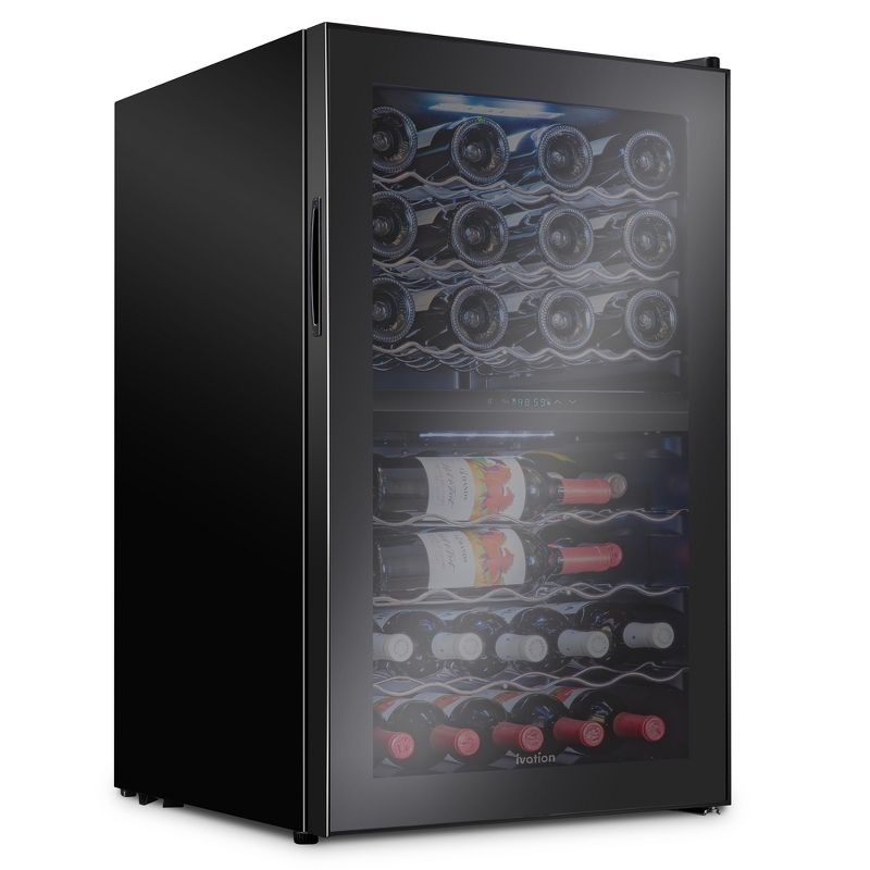 Ivation 43-Bottle Dual Zone Compressor Freestanding Wine Cooler Refrigerator - Black, 1 of 7