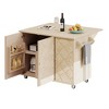 YOOCOZZ Ash Veneer Handwoven Rolling Kitchen Island & Dining Cart with Drop Leaf and Ample Storage Space - 2 of 4