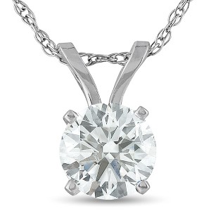 Pompeii3 .75ct Round Cut Diamond Solitaire Pendant Necklace in 14k White or Yellow Gold - 1 of 4