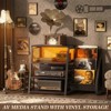 Aheaplus Audio Stereo Rack Cabinet with Record Storage, Turntable Console Stand with LED Lights and Outlets - 3 of 4