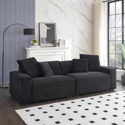 106"W 4-Seat Large Sofa with 4 Throw Pillows, Soft Corduroy Upholstered Sofa Couch 4B - ModernLuxe